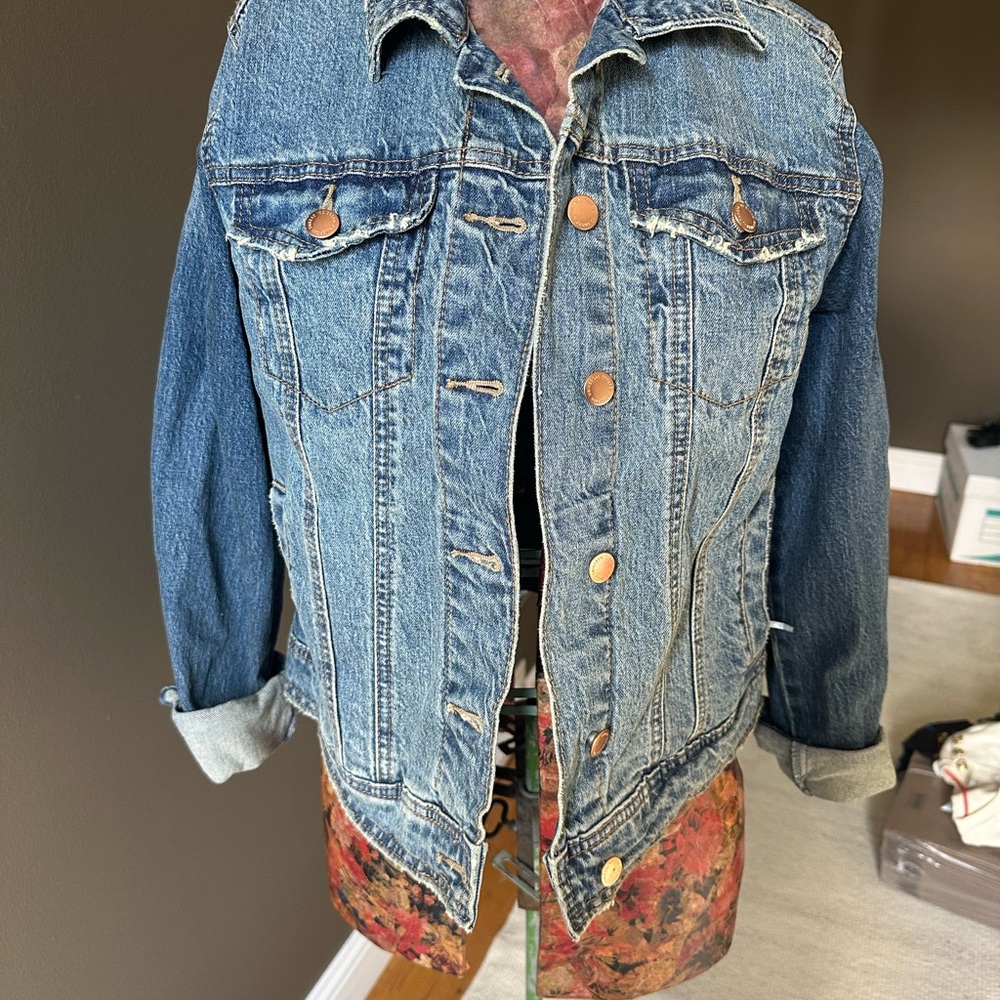 Universal Thread Denim Jacket With Copper Accents - image 1